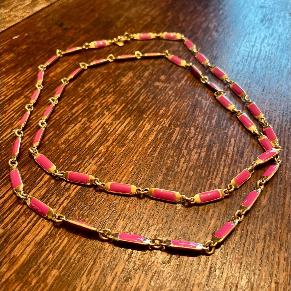 J Crew Pink and Gold Chain Necklace
